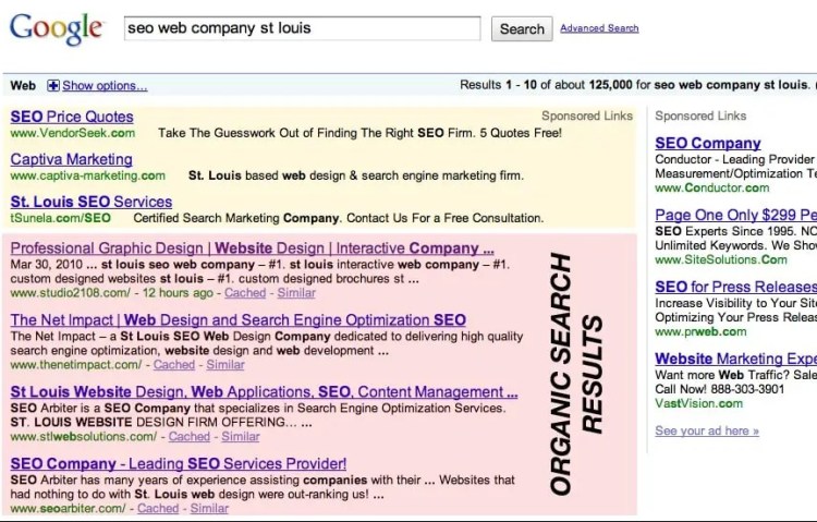 organic search results, search engine optimization